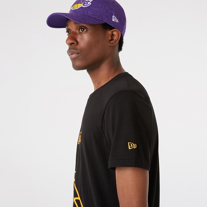LA Lakers NBA Enlarged Logo Miesten T-paita Mustat - New Era Vaatteet Tukkukauppa FI-895207